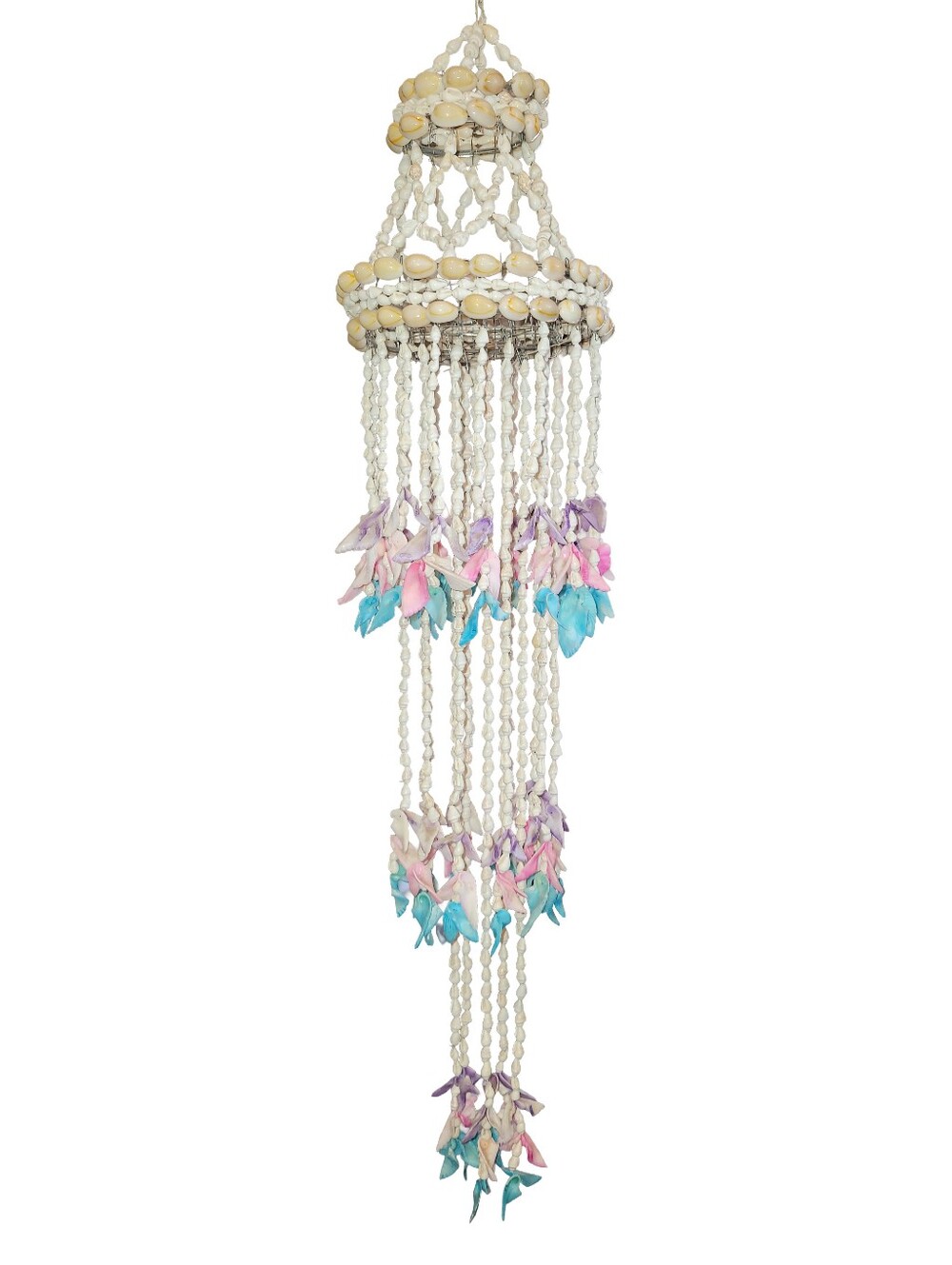 Coastal Seashell Hanging Decor Mobile Beach House Cottage Pastel Nautical 27"